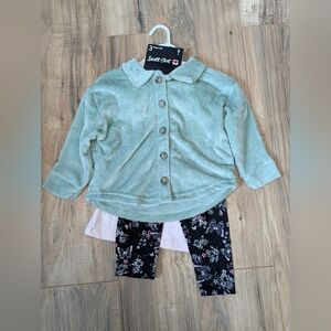 Kids Matching Set - Green and Black Floral Outfit